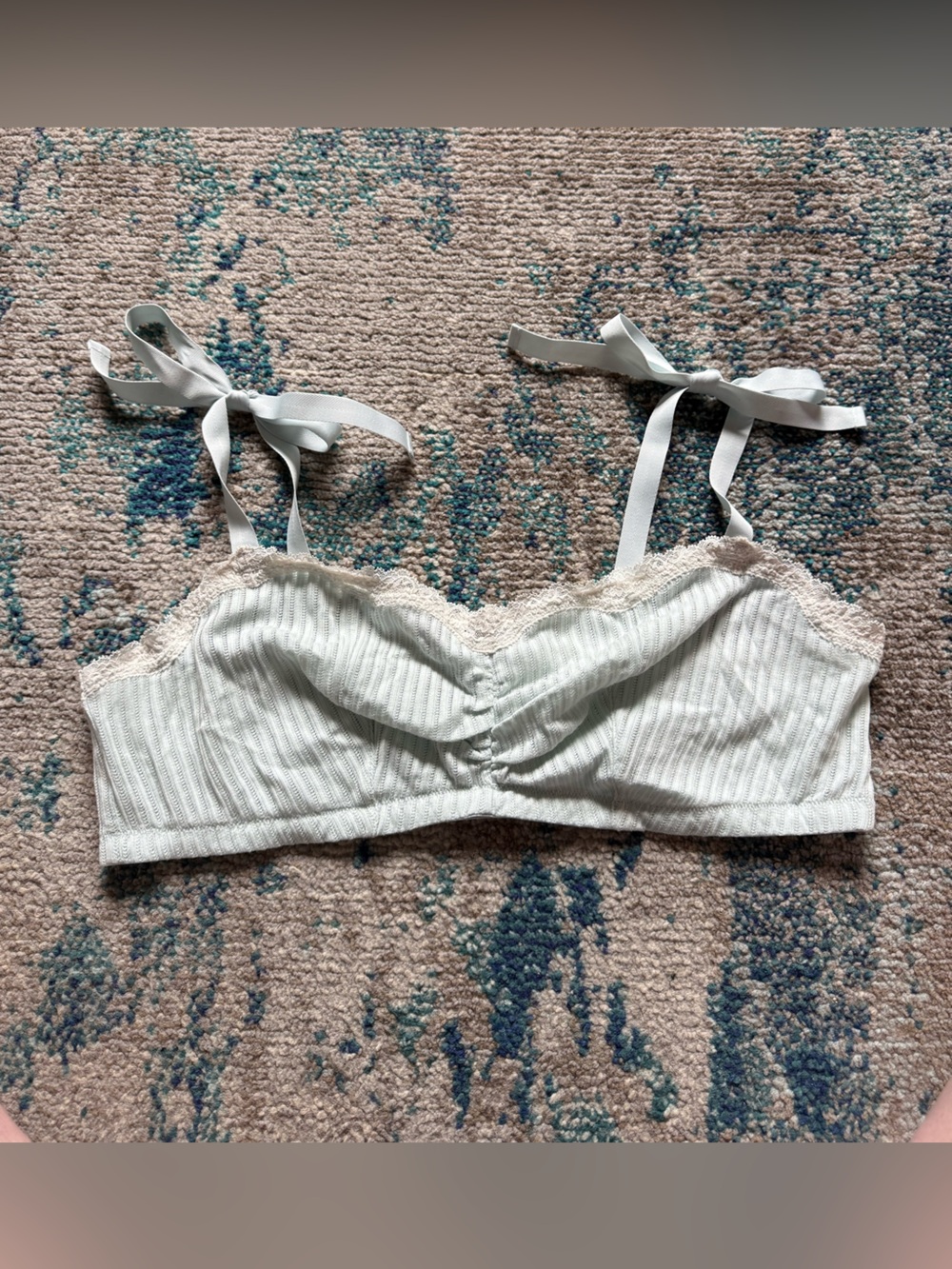 Savage X Fenty Mint Green Lace-Trim Bralette with Tie Straps